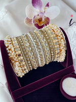 Bridal Stone Bangle Set with Gajra & Mirror Kada | Golden Wedding Bangles for Women | Traditional Indian Bridal Jewellery