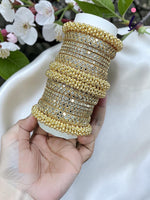 Glittering Gold Bangles Set AD Sparkling Stones Indian Wedding