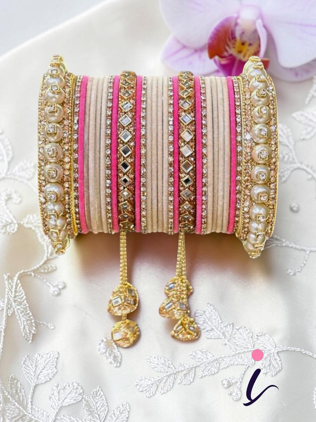 Chunky Pearl Pakistani Bridal Bangle Set, Kada Set, Bridal, Chura, Wedding Jewelry Set, Indian bangle Jewellery