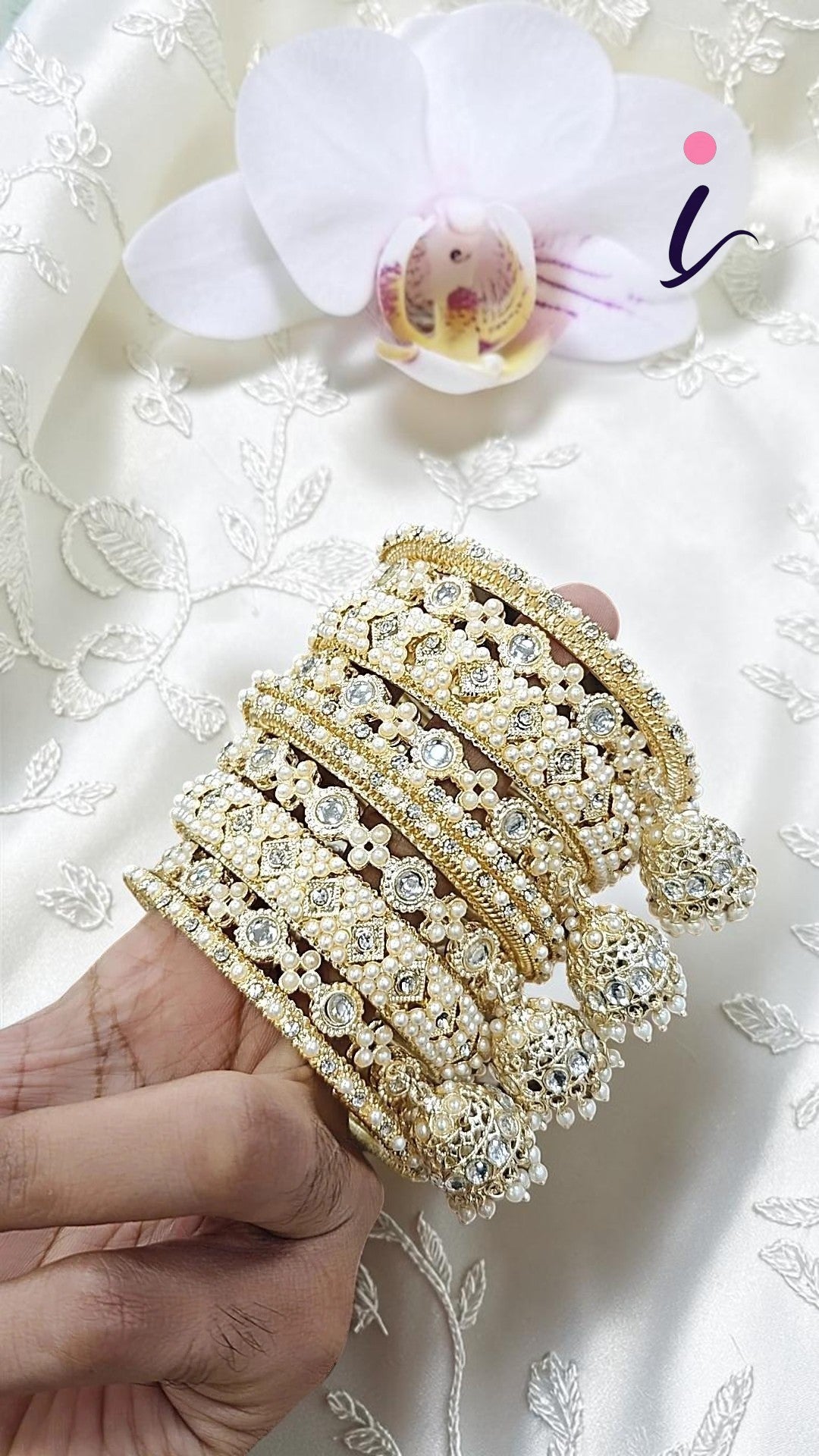 Jaipuri Ethnic Kundan Stone Work Bridal Chura Set For Wedding