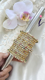 Pakiatani Kundan Teardrop Wedding Chura Kada Set for Women | Gold Plated Bridal Chura Bangles | Traditional Indian Wedding Jewellery