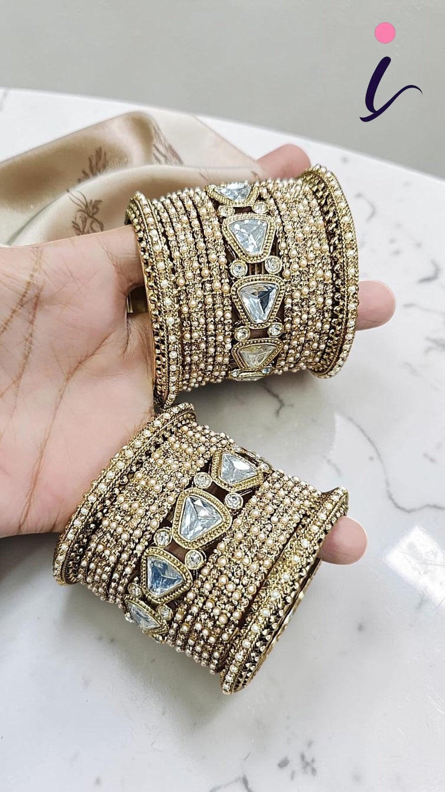 Indian Handmade Copper Kundan Stone Work Bridal Chura Set for Women | Traditional Wedding Chura Bangles | Designer Bridal Jewellery