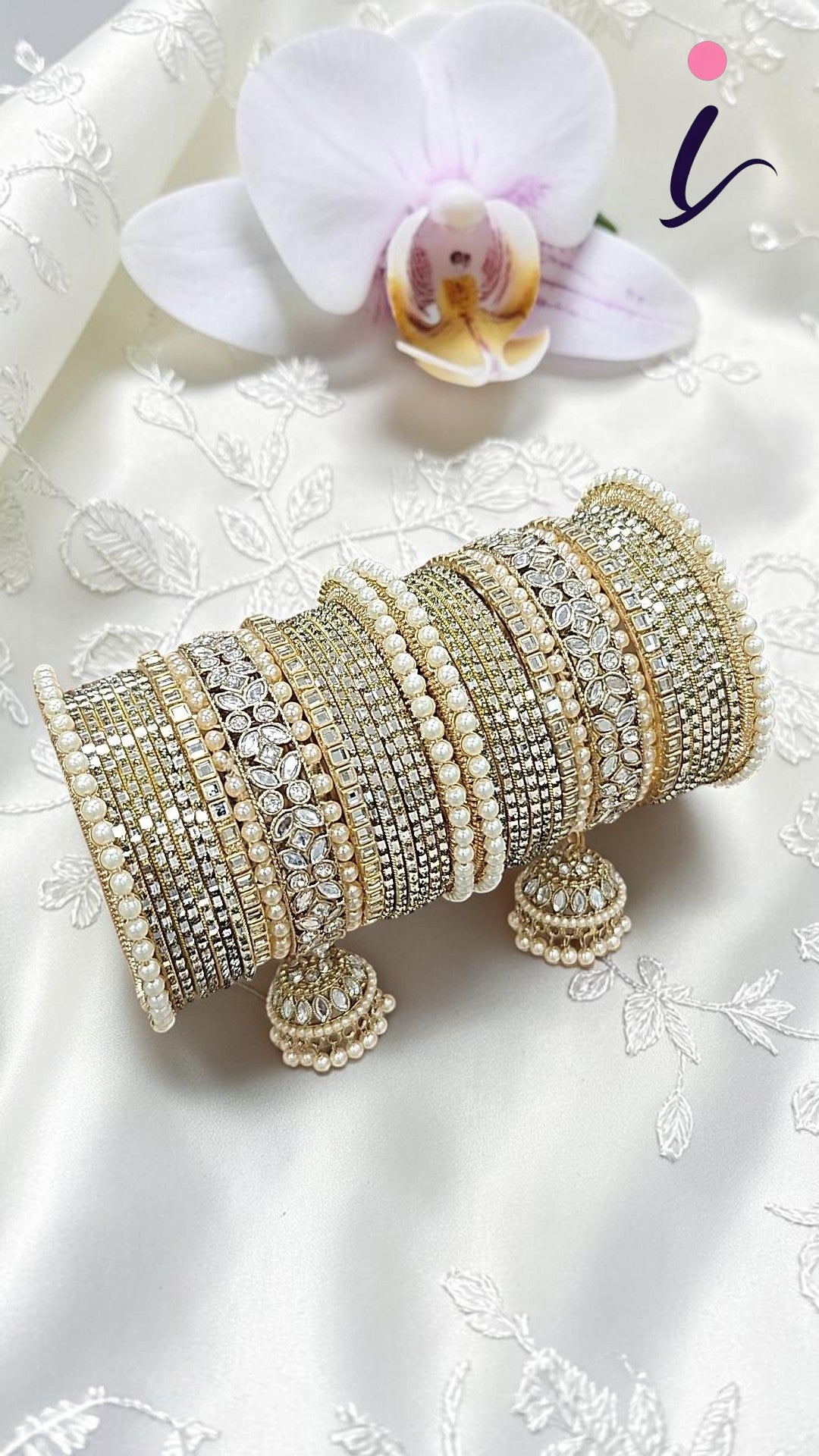 Pakistani Golden Floral Design Bangle Jhumki Set | Indian Bangle Set | Indian Jewelry | Traditional Jewelry