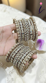 Antique Golden Mirror Work Bangle Kada Set | Pakistani Bangle Set | Pakistani Jewelry | Traditional Jewelry