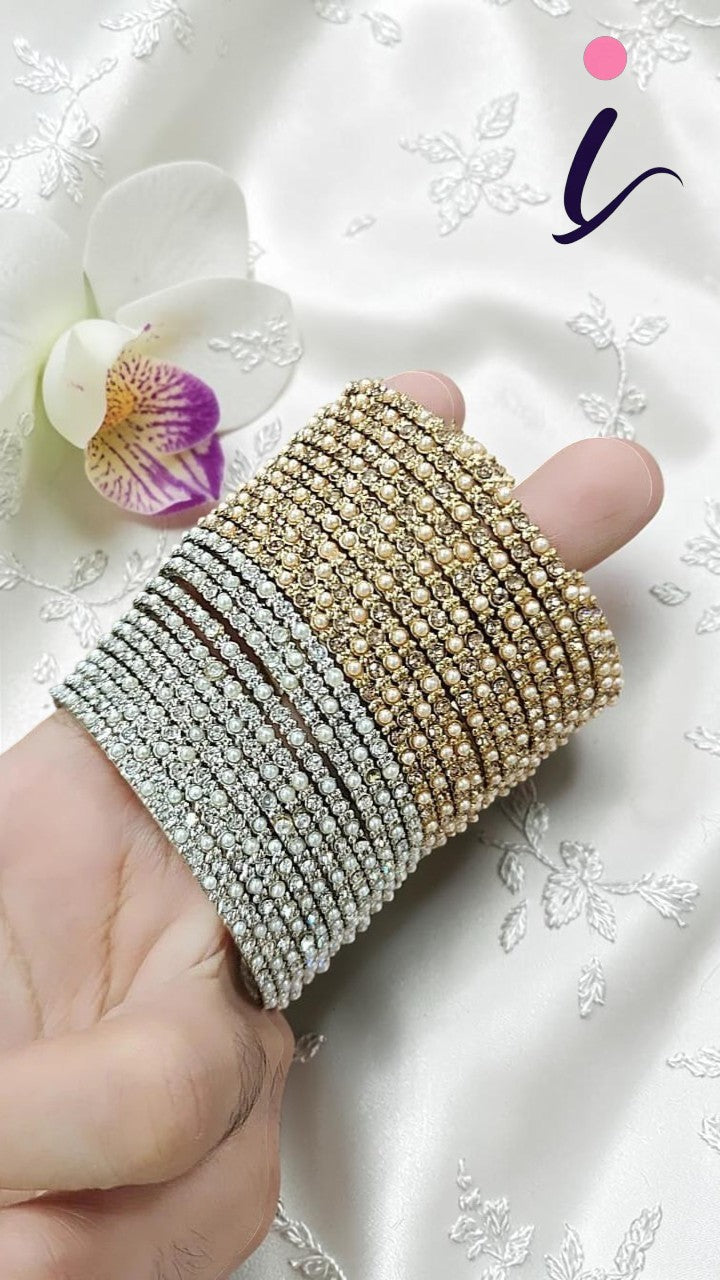 Indian Pearl Bridal Bangle Set for Women | Traditional Wedding Jewellery | Elegant Bridal, Engagement, Party & Festive Wear Bangles