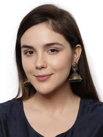 Diamond Shape Embellished Black Pearls Dome Shape Jhumka Earrings For Women and Girls - Libasaa