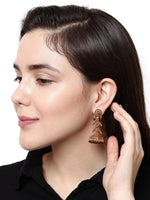 Gold Plated Enamelled 3 Floor Jhumka Earrings For Women And Girls Cubic Zirconia, Beads Alloy Jhumki Earring - Libasaa