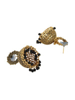 Indian Bollywood Traditional Wedding Gold-Plated Crown Circular Black Earrings for women/girls - Libasaa