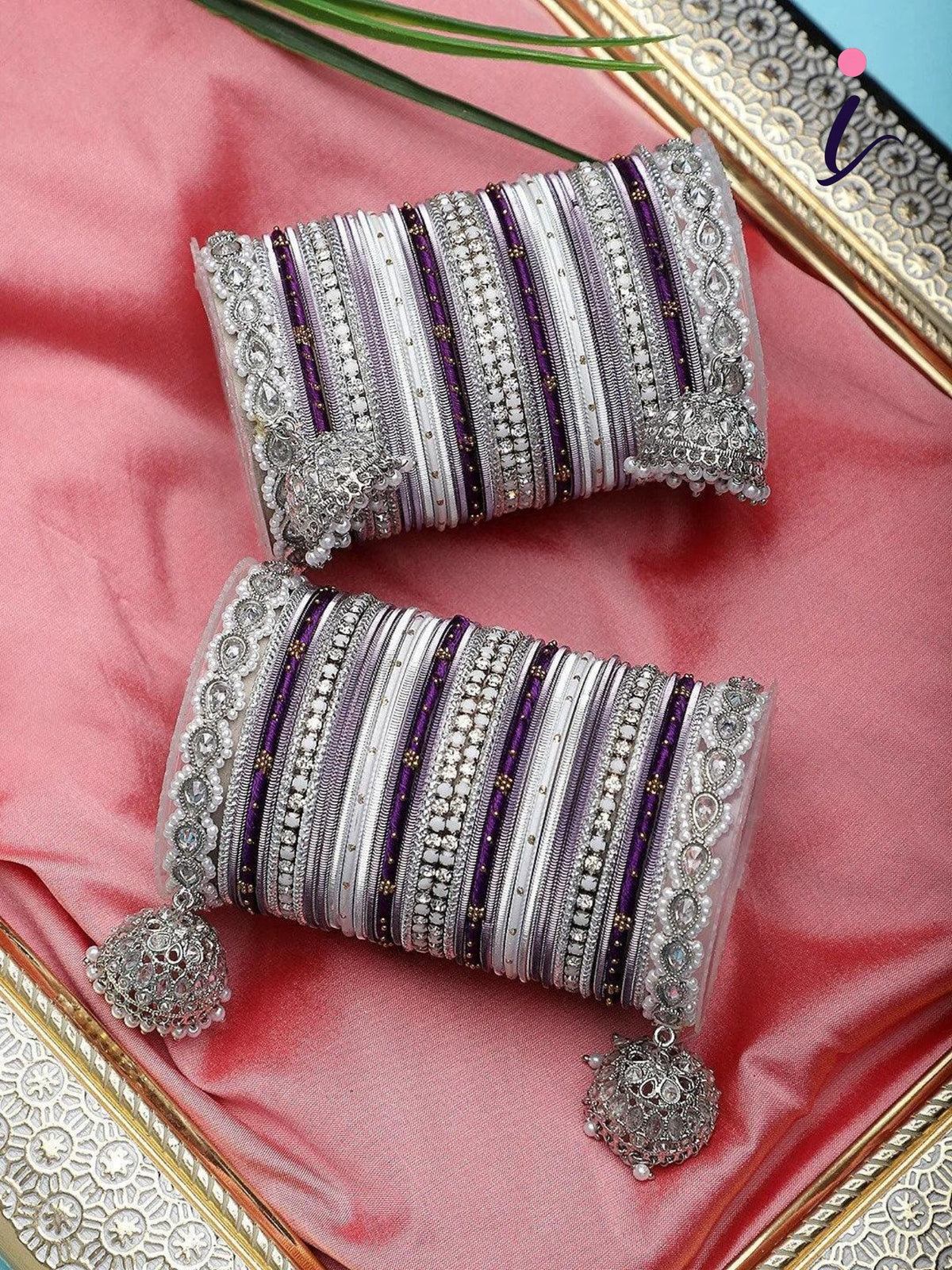 Pastel Bridal Bangle Set with Silver Kundan Jhumki for Women | Elegant Wedding Chooda Collection | Traditional Designer Bridal Jewelry