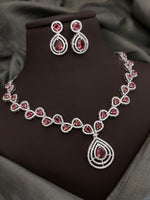 Silver-Plated Green Stone Necklace Set with Earrings | Indian Jewellery | Stone Jewellery | Indian Necklace Set