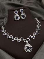 Silver-Plated Green Stone Necklace Set with Earrings | Indian Jewellery | Stone Jewellery | Indian Necklace Set