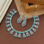 Silver-Plated Multicolor Stone Necklace Set | Indian Jewellery | Stone Jewellery Indian Neckles Set With Matching Earring Set