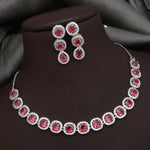 Silver-Plated Red Stone Necklace Set with Matching Earrings | Indian Jewellery | Stone Jewellery Indian Neckles Set