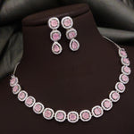 Silver-Plated Red Stone Necklace Set with Matching Earrings | Indian Jewellery | Stone Jewellery Indian Neckles Set