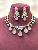 Royal Rose Quartz & Kundan Bridal Necklace Set – Handcrafted Luxe Jewelry