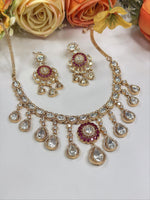 Gold-Plated Kundan Necklace Set with Earrings | Polki Stones Indian Jewellery | Traditional Indian Necklace Set