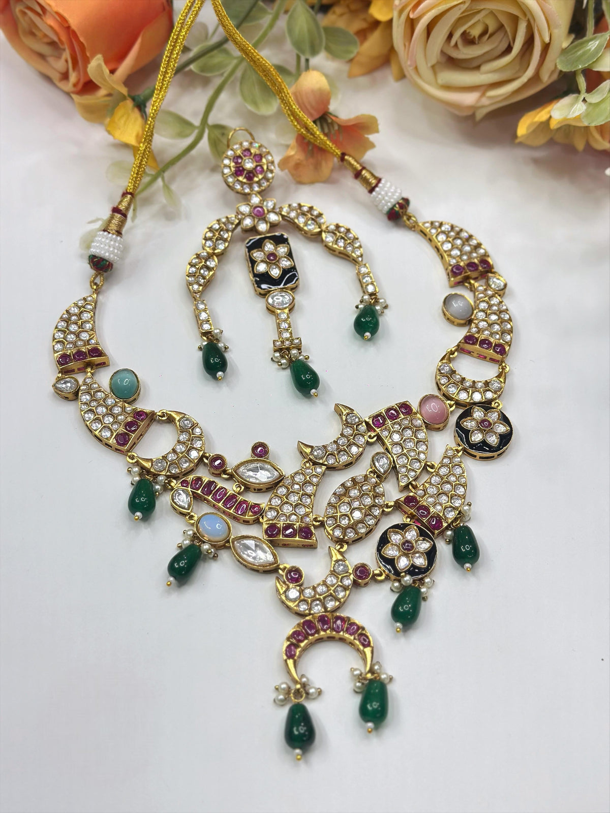 Bollywood Actress Malaika Arora–Inspired Statement Necklace Set | Kundan Indian Jewellery | Designer Indian Necklace & Earrings Set