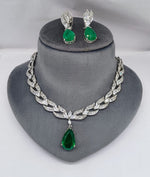 Silver-Plated Necklace Set | Stones Studded Indian Jewellery | Silver Plated Indian Necklace & Earrings Set