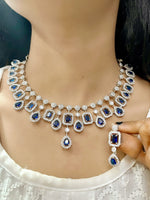 Diamond Choker Necklace Set with Earrings | Indian Jewellery | Premium CZ Diamond Jewellery Indian Neckles Set