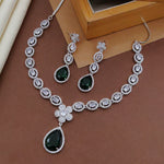 Emerald-Cut Stone Necklace Set with Earrings | Indian Jewellery | Premium CZ Diamond Jewellery Indian Neckles Set