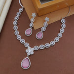 Emerald-Cut Stone Necklace Set with Earrings | Indian Jewellery | Premium CZ Diamond Jewellery Indian Neckles Set