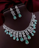 Silver-Plated Necklace Set with Earrings | Indian Jewellery | Elegant Stone Jewellery Indian Neckles Set