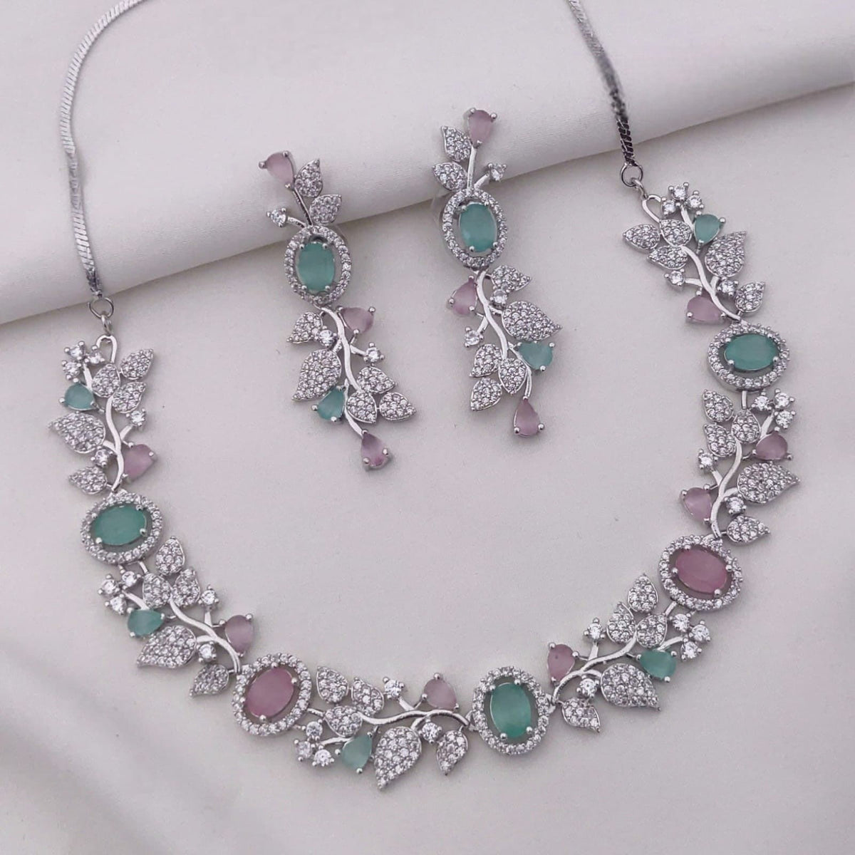 Sapphire Blue Stone Necklace Set with Earrings | Indian Jewellery | Premium Stone Jewellery Indian Neckles Set