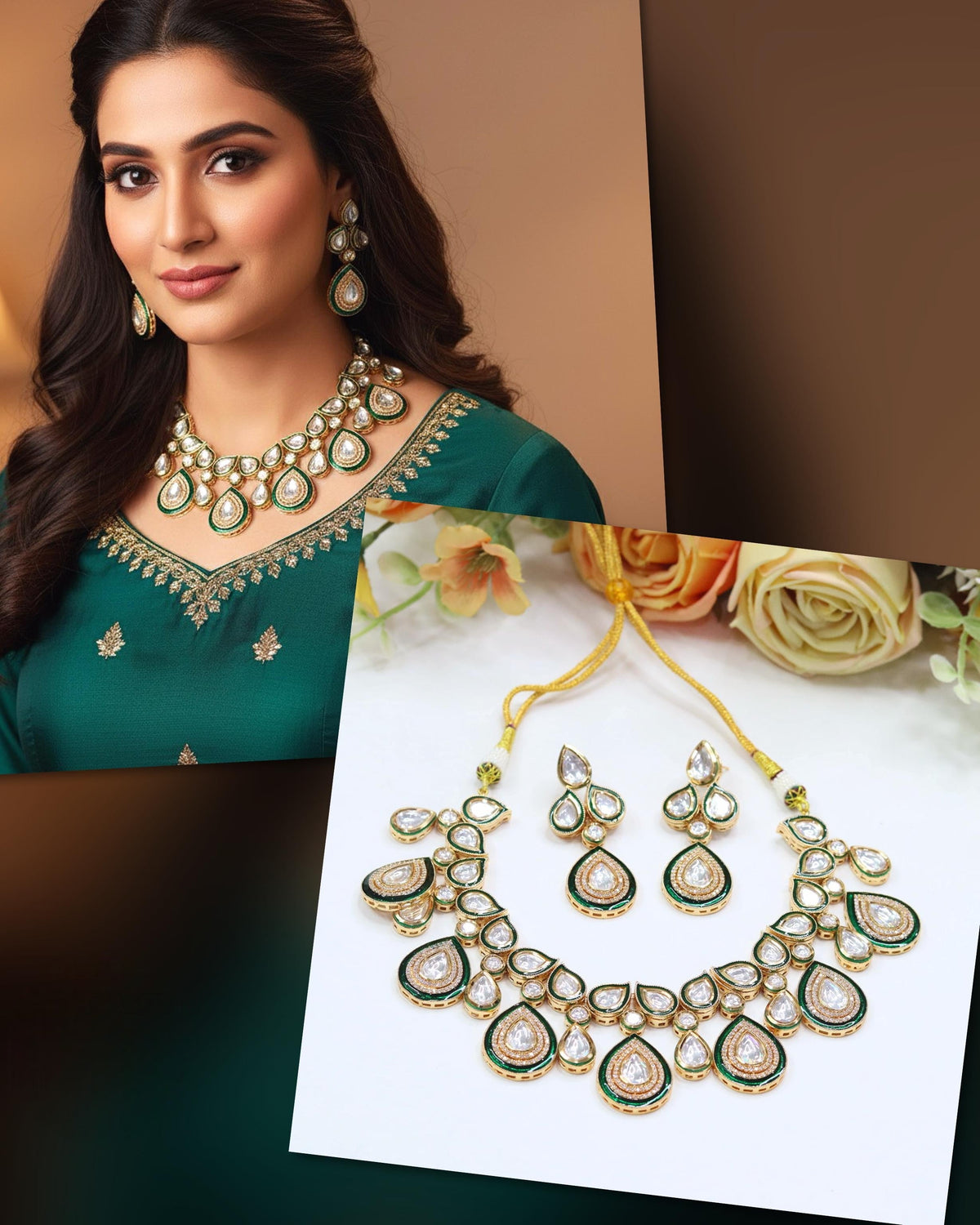 Stone Bridal Necklace Set | Indian Jewellery | Stone Jewellery Indian Neckles Set Matching Earrings Set