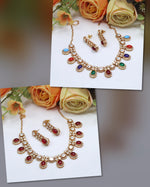 Multicolor Kundan Bridal Necklace Set | Indian Jewellery | Kundan Jewellery | Indian Necklace Set With Earrings Set