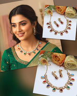Multicolor Kundan Bridal Necklace Set | Indian Jewellery | Kundan Jewellery | Indian Necklace Set With Earrings Set