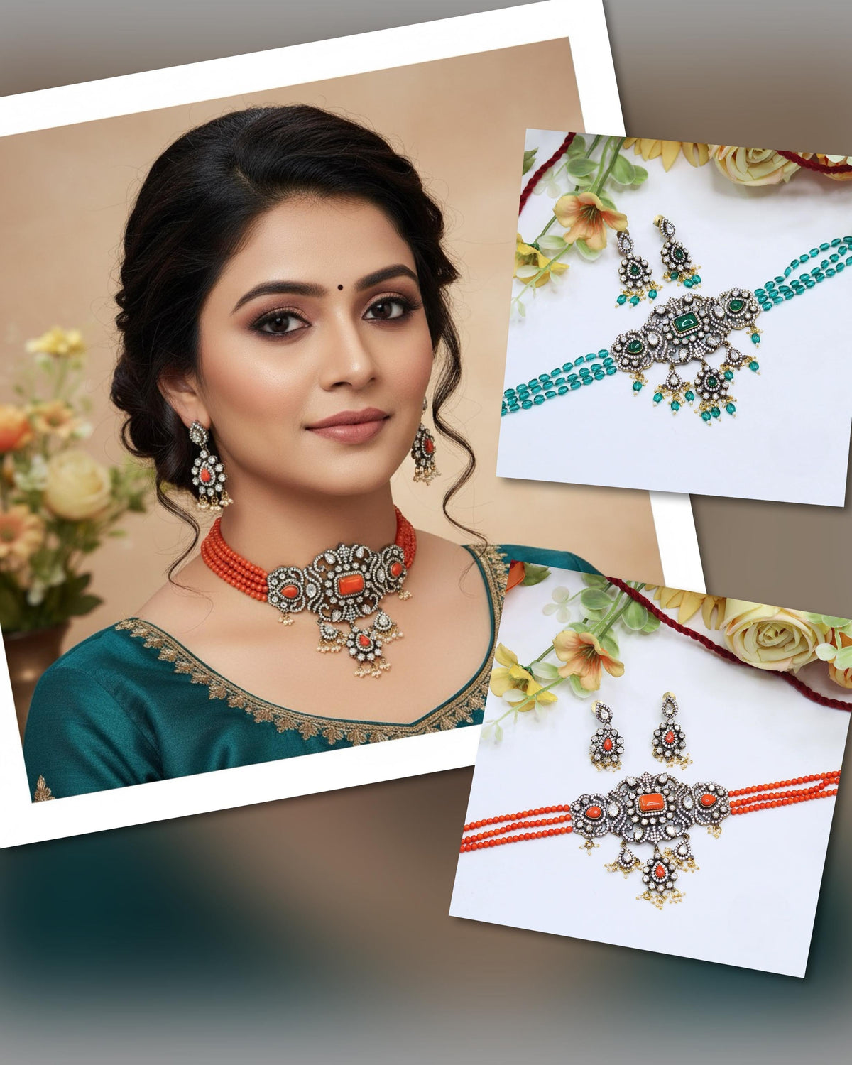 Beaded Choker Necklace Set | Indian Jewellery | Pearl Jewellery Indian Neckles Set With Matching Earrings