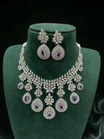 Emerald Drop CZ Bridal Necklace Set Diamond Finish Statement Jewelry