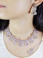 Exclusive Designer Tri-Cut Pink Stone & Zircon Necklace Set