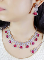 Exclusive Designer Tri-Cut Pink Stone & Zircon Necklace Set