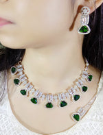 Exclusive Designer Tri-Cut Pink Stone & Zircon Necklace Set