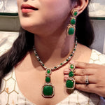 Designer Gold Tone Kundan Style Multi-Stone Party Wear Necklace Set for Women