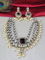 Premium Royal Emerald Kundan Choker Necklace Set with Pearls
