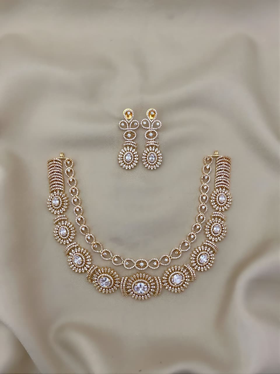 Royal Ruby AD Necklace Set with Earrings – Timeless Bridal Glamour