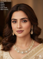 Royal Ruby AD Necklace Set with Earrings – Timeless Bridal Glamour