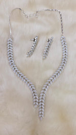 Elegant Leaf Design AD Necklace Set – Sparkling Party Perfection