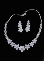 Sparkling Floral Diamond Necklace Set – Elegant Party Wear