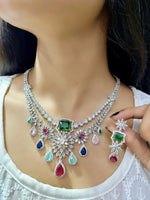 Exquisite Ruby and Diamond Necklace with Matching Earring Set
