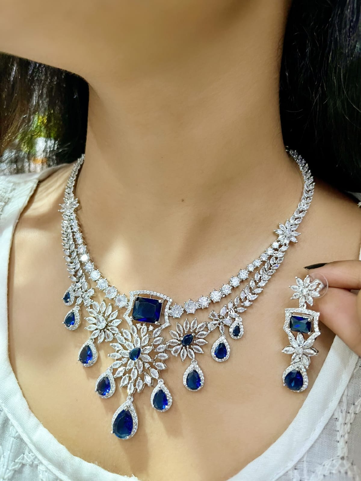 Exquisite Ruby and Diamond Necklace with Matching Earring Set