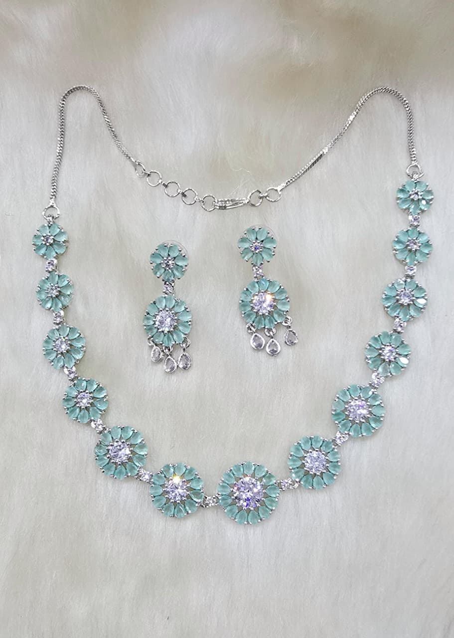 Multicolor Floral Stone Necklace & Earring Set