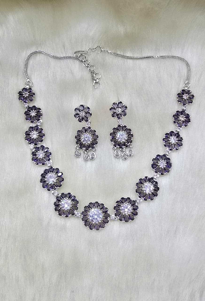 Multicolor Floral Stone Necklace & Earring Set