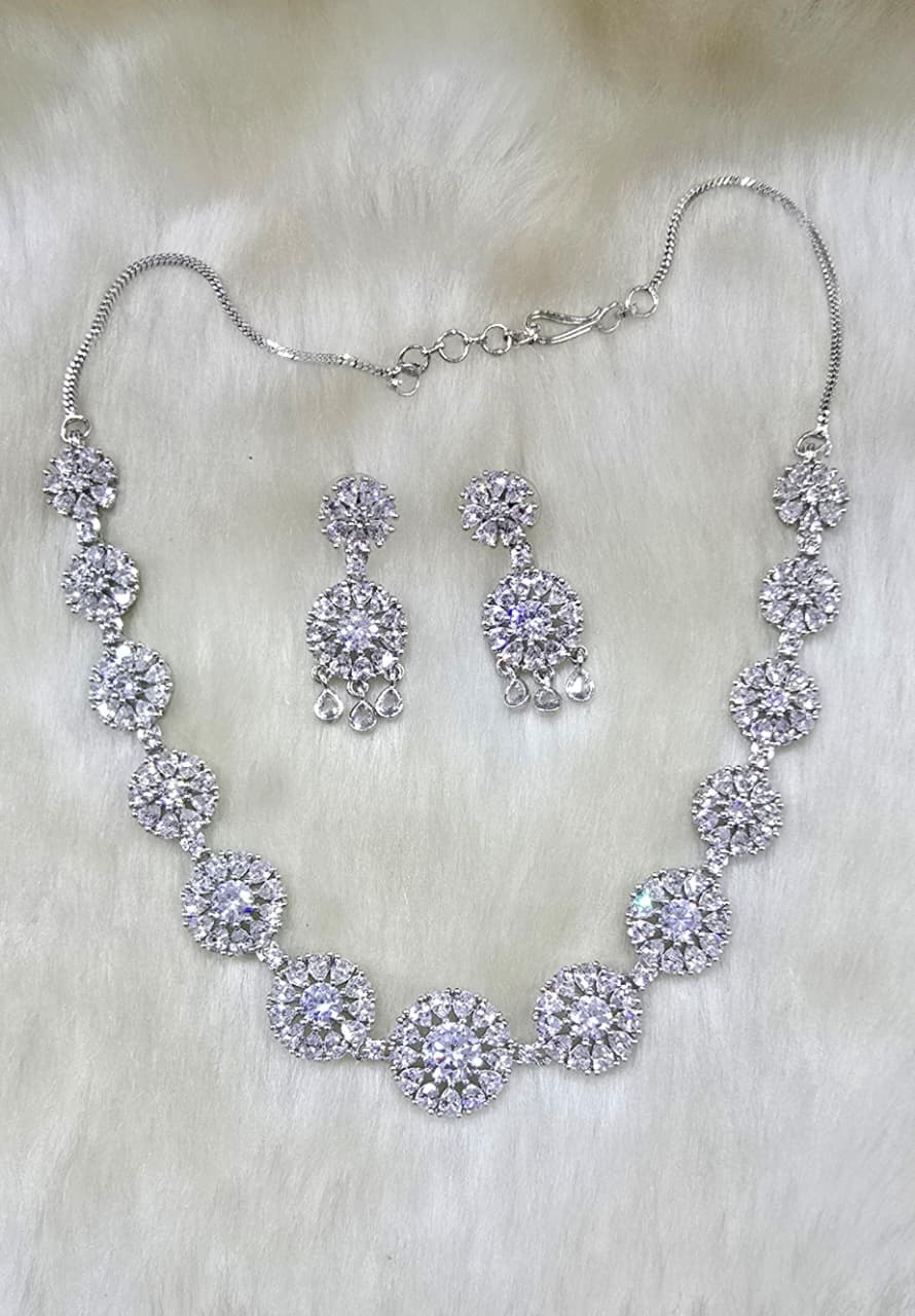 Multicolor Floral Stone Necklace & Earring Set