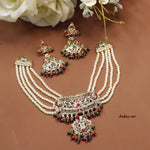Vibrant Multi-Color Meenakari Jadau Necklace Set with Pearls - Traditional Indian Bridal Choker