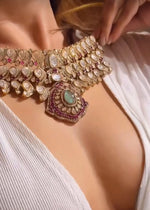 Exclusive Moissanite Kundan Choker Necklace Set – Royal Bridal Grandeur