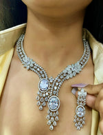 Luxury Diamond-Cut Dual Stone Necklace Set – Pink & Green Crystal Elegance