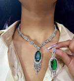 Elegant Pink Gemstone and Diamond Necklace Set